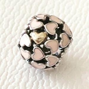 Pandora charm Abundance of love 14Kgold & silver, pink enamel charm #791283EN40